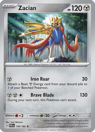Zacian 136/182 - Holofoil SV04 Paradox Rift - Rare