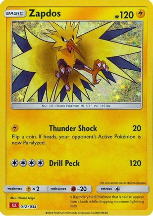 Zapdos 012/034 - Holofoil Trading Card Game Classic - Classic Collection