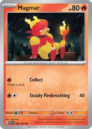 Magmar 009/091 - Reverse Holofoil SV Paldean Fates - Common