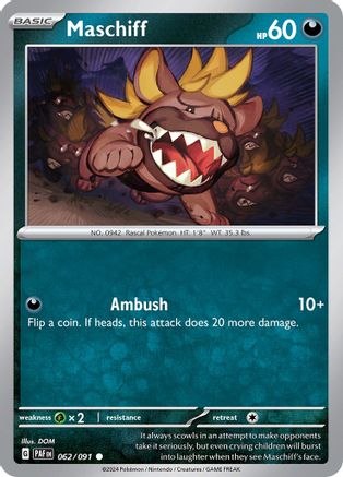 Maschiff 062/091 - Reverse Holofoil SV Paldean Fates - Common