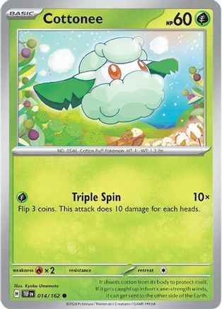 Cottonee 014/162 - Reverse Holofoil SV05 Temporal Forces - Common