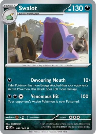 Swalot 092/142 - Reverse Holofoil SV07 Stellar Crown - Uncommon