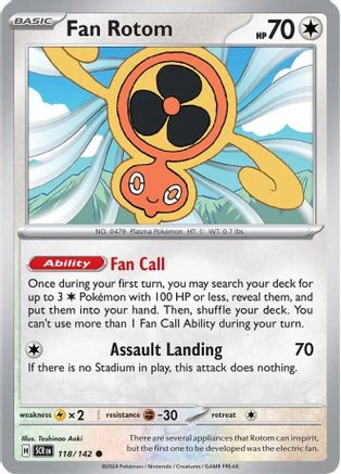 Fan Rotom 118/142 - Reverse Holofoil SV07 Stellar Crown - Common