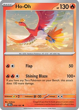 Ho-Oh 019/191 - Reverse Holofoil SV08 Surging Sparks - Uncommon