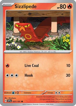 Sizzlipede 027/191 - Reverse Holofoil SV08 Surging Sparks - Common