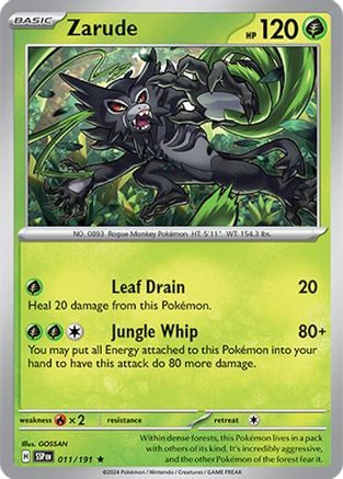 Zarude 011/191 - Reverse Holofoil SV08 Surging Sparks - Rare