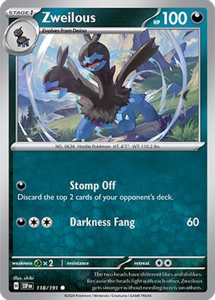 Zweilous 118/191 - Reverse Holofoil SV08 Surging Sparks - Common
