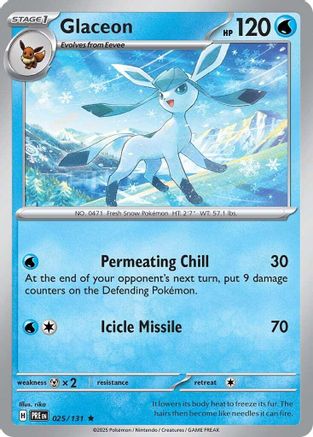 Glaceon 025/131 - Reverse Holofoil SV Prismatic Evolutions - Rare