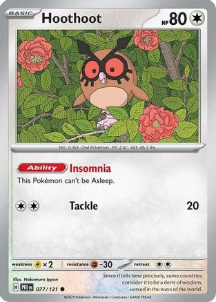 Hoothoot 077/131 - Reverse Holofoil SV Prismatic Evolutions - Common