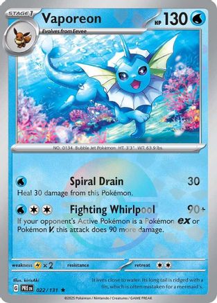 Vaporeon (Poke Ball Pattern) 022/131 - Holofoil SV Prismatic Evolutions - Rare