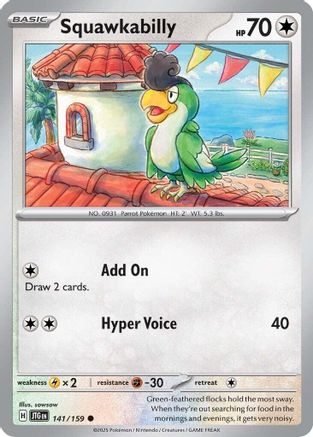 Squawkabilly 141/159 - Reverse Holofoil SV09 Journey Together - Common