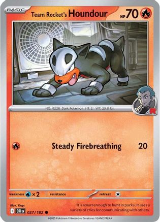 Team Rocket's Houndour 037/182 - Reverse Holofoil SV10 Destined Rivals - Common