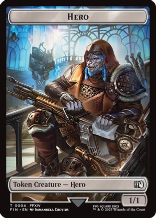Hero (0004) // Wizard (0015) Double-Sided Token (FIN-4 // 15) - FINAL FANTASY Foil
