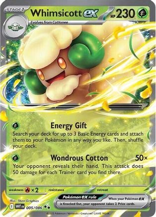 Whimsicott ex 005/086 - Holofoil SV White Flare - Double Rare