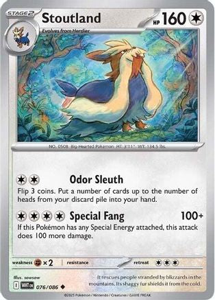 Stoutland 076/086 - Reverse Holofoil SV White Flare - Uncommon