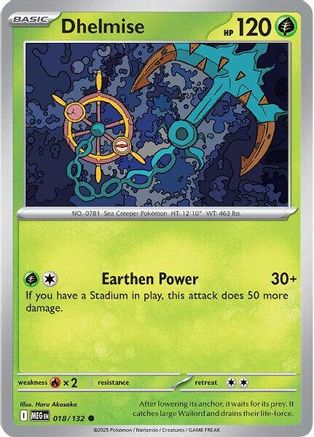 Dhelmise 018/132 - Reverse Holofoil ME01 Mega Evolution - Common