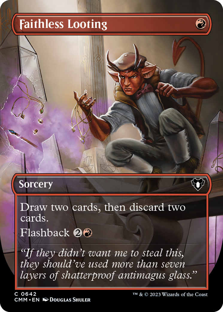 Faithless Looting (Borderless) (CMM-642) - Commander Masters