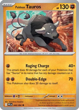 Paldean Tauros 048/094 - Reverse Holofoil ME02 Phantasmal Flames - Uncommon