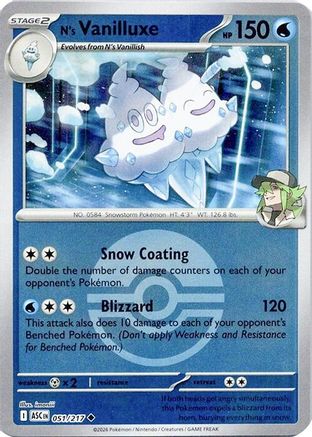N's Vanilluxe (Poke Ball) 051 - Reverse Holofoil ME Ascended Heroes - Uncommon