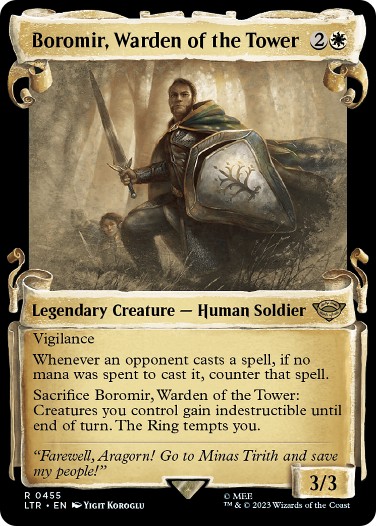 Boromir, Warden of the Tower (Showcase Scrolls) (LTR-455) - The Lord of the Rings: Tales of Middle-earth: (Showcase)