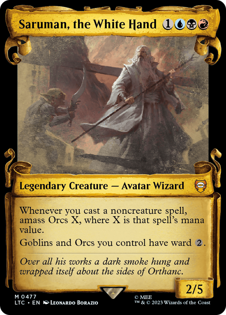 Saruman, the White Hand (Showcase Scrolls) (LTC-477) - Tales of Middle-earth Commander: (Showcase) Foil