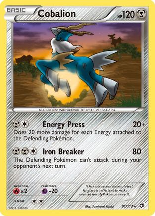 Cobalion 091/113 - Holofoil Legendary Treasures - Holo Rare