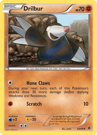 Drilbur (54) 054 - Reverse Holofoil Emerging Powers - Uncommon
