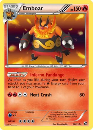 Emboar (20) 020/114 - Holofoil Black and White - Holo Rare