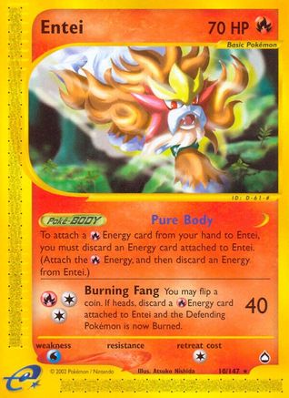 Entei 010 - Reverse Holofoil Aquapolis - Rare