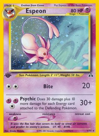 Espeon (1) 001/75 - 1st Edition Holofoil Neo Discovery - Holo Rare