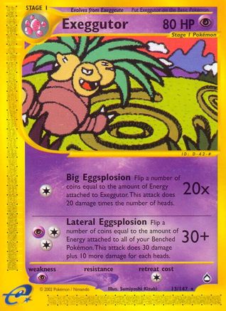 Exeggutor (13) 013 - Reverse Holofoil Aquapolis - Rare