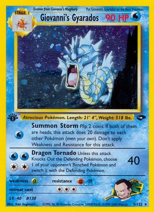 Giovanni's Gyarados 005/132 - 1st Edition Holofoil Gym Challenge - Holo Rare