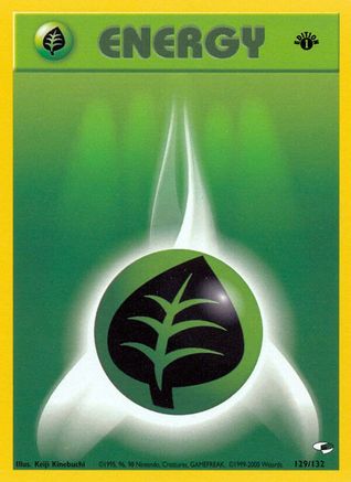 Grass Energy 129/132 - 1st Edition Gym Heroes - Common