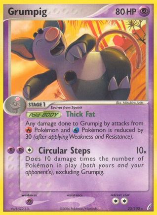 Grumpig 020/100 - Reverse Holofoil Crystal Guardians - Rare