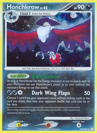 Honchkrow 010 - Reverse Holofoil Mysterious Treasures - Holo Rare