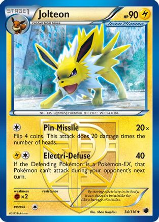 Jolteon (Team Plasma) 034/116 - Reverse Holofoil Plasma Freeze - Uncommon
