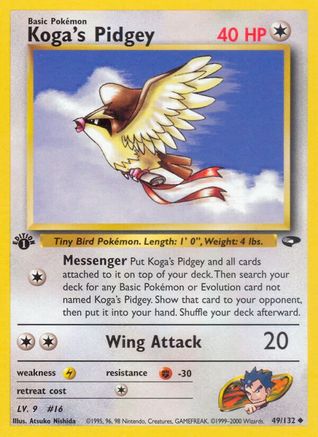 Koga's Pidgey (49) 049/132 - 1st Edition Gym Challenge - Uncommon
