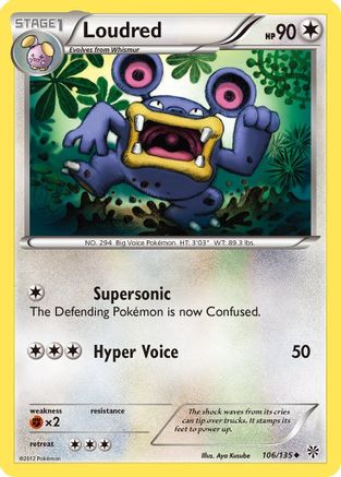 Loudred 106 - Reverse Holofoil Plasma Storm - Uncommon