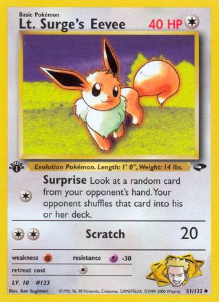 Lt. Surge's Eevee 051/132 - 1st Edition Gym Challenge - Uncommon