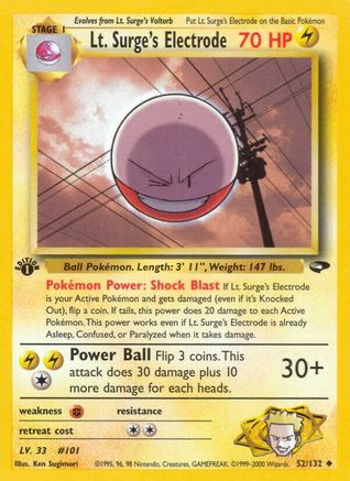 Lt. Surge's Electrode 052/132 - 1st Edition Gym Challenge - Uncommon