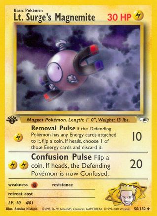 Lt. Surge's Magnemite (50) 050/132 - 1st Edition Gym Heroes - Uncommon