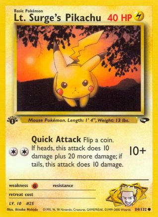 Lt. Surge's Pikachu 084/132 - 1st Edition Gym Challenge - Common