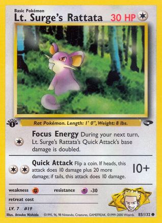 Lt. Surge's Rattata 085/132 - 1st Edition Gym Challenge - Common