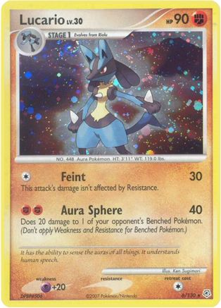 Lucario 006/130 - Reverse Holofoil Diamond and Pearl - Holo Rare