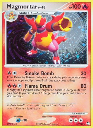 Magmortar 012 - Reverse Holofoil Mysterious Treasures - Holo Rare