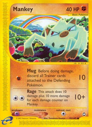 Mankey 092 - Reverse Holofoil Aquapolis - Common