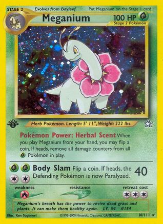 Meganium (10) 010/111 - 1st Edition Holofoil Neo Genesis - Holo Rare