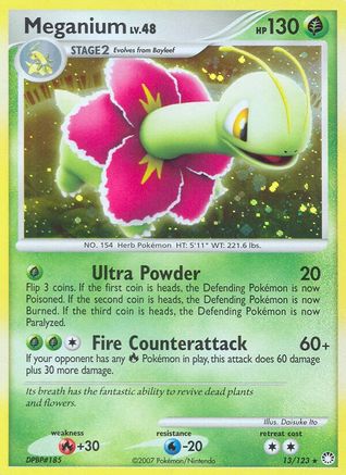 Meganium 013/123 - Reverse Holofoil Mysterious Treasures - Holo Rare