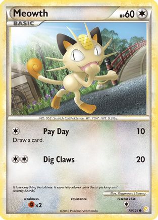 Meowth 075/123 HeartGold SoulSilver - Common