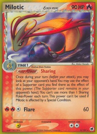 Milotic (Delta Species) 005/101 - Reverse Holofoil Dragon Frontiers - Holo Rare